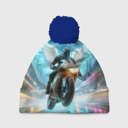 Шапка 3D c помпоном The angel of motorcycling - neon glow