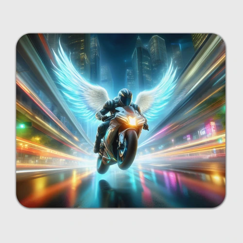 Прямоугольный коврик для мышки The angel of motorcycling - neon glow