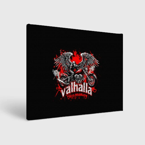 Холст прямоугольный Headless motorcycle angel - the coat of arms of the Valhalla gang