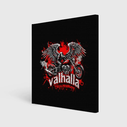 Холст квадратный Headless motorcycle angel - the coat of arms of the Valhalla gang