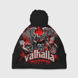 Шапка 3D c помпоном Headless motorcycle angel - the coat of arms of the Valhalla gang