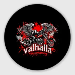 Круглый коврик для мышки Headless motorcycle angel - the coat of arms of the Valhalla gang