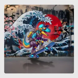 Магнитный плакат 3Х3 Cool cyber dinosaur on skateboard graffiti