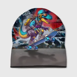 Шапка 3D Cool cyber dinosaur on skateboard graffiti