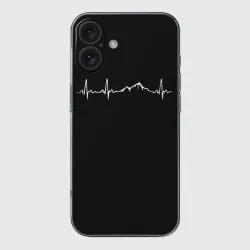 Чехол для iPhone 16 силиконовый с защитой камеры Горы в моём сердце на чёрном цвете