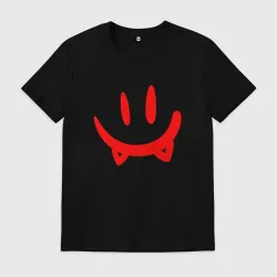 Мужская футболка хлопок Вампирский красный смайлик halloween 