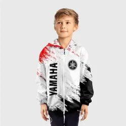 Детская ветровка 3D Yamaha motosport red black брызги красок - фото 2