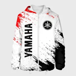 Мужская куртка 3D Yamaha motosport red black брызги красок