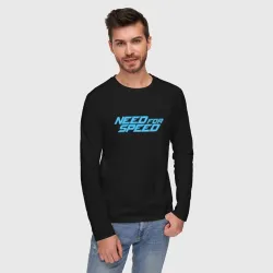 Мужской лонгслив хлопок Need for speed blue logo - фото 2