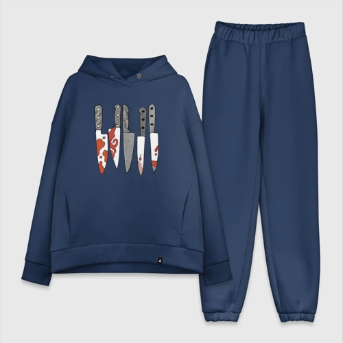 Женский костюм хлопок Oversize Вертикальные ножи в крови 