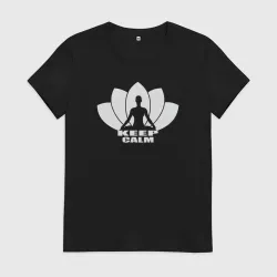 Женская футболка хлопок Keep calm yoga