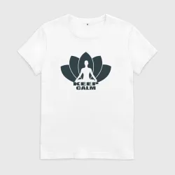 Женская футболка хлопок Keep calm yoga