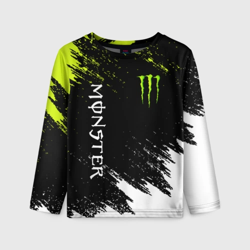 Детский лонгслив 3D Monster energy брызги красок экстрим