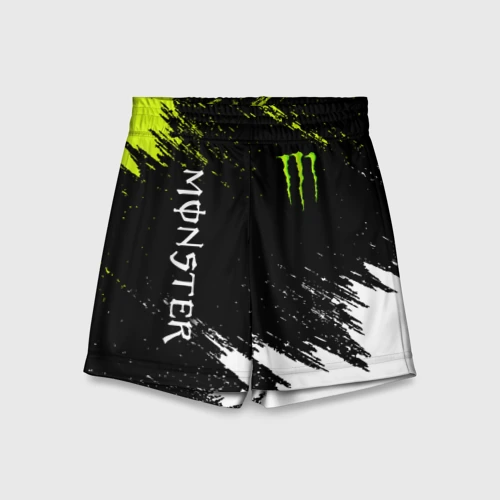 Детские спортивные шорты 3D Monster energy брызги красок экстрим