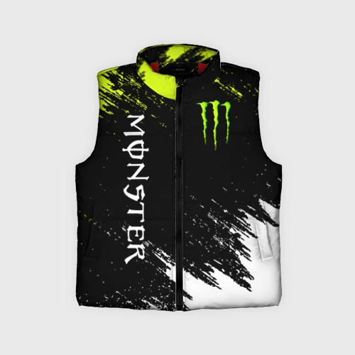 Детский жилет утепленный 3D Monster energy брызги красок экстрим