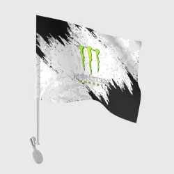 Флаг для автомобиля Monster energy чёрно белые брызги красок