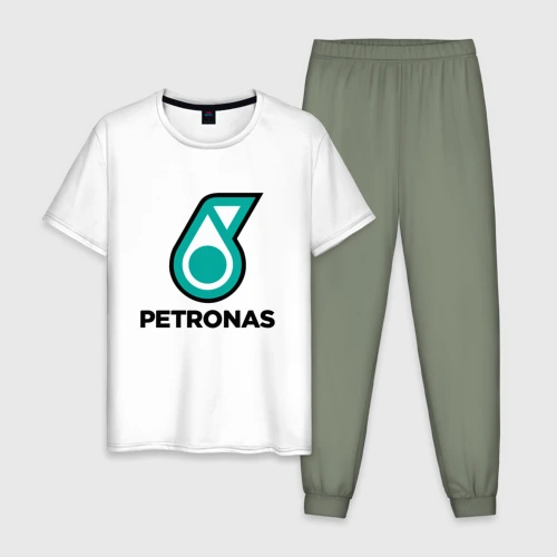 Мужская пижама с белой футболкой хлопок Mercedes-Benz petronas logo 