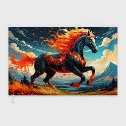 Флаг 3D Конь в пламени