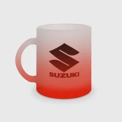 Кружка матовая стеклянная Suzuki black logo