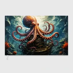 Флаг 3D Механический кракен