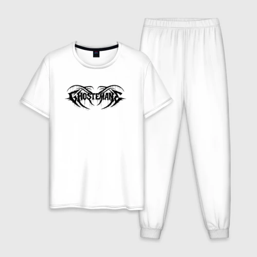 Мужская пижама с белой футболкой хлопок Ghostemane mercury black на спине