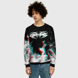 Мужской свитшот 3D Ghostemane glitch fire  - фото 2