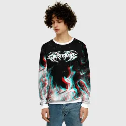 Мужской свитшот 3D Ghostemane glitch fire  - фото 2