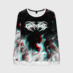Мужской свитшот 3D Ghostemane glitch fire 