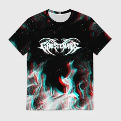 Мужская футболка 3D Ghostemane glitch fire 