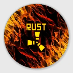 Круглый коврик для мышки Rust огненные волны