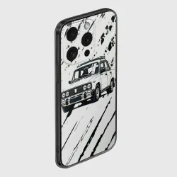 Чехол для iPhone 15 Pro силиконовый с защитой камеры Дедов монстр с фоном - 2106 - фото 2