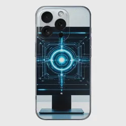 Чехол для iPhone 16 Pro Max силиконовый с защитой камеры Футуристический интерфейс