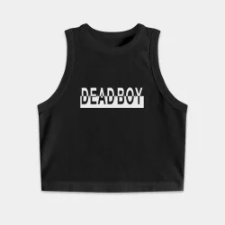 Женская укороченная майка-топ хлопок Bones deadboy white black