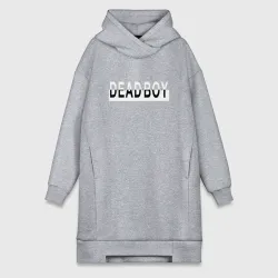 Платье-худи хлопок Bones deadboy white black