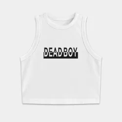 Женская укороченная майка-топ хлопок Bones deadboy black white