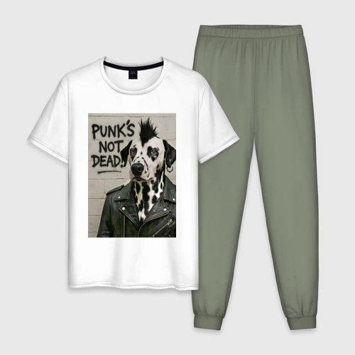 Мужская пижама с белой футболкой хлопок Dalmatian is punk - motto