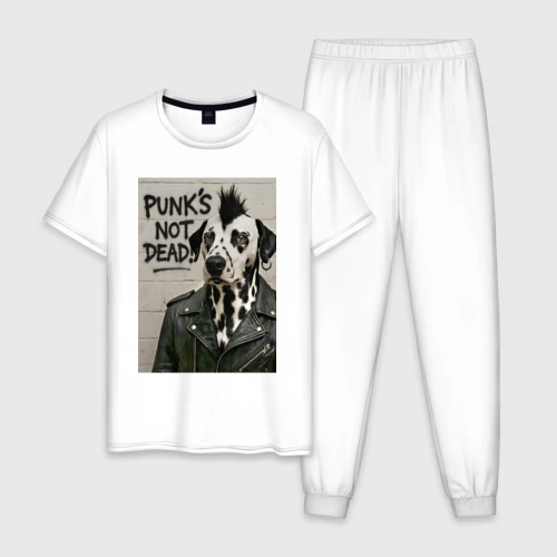 Мужская пижама с белой футболкой хлопок Dalmatian is punk - motto