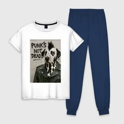 Женская пижама с белой футболкой хлопок Dalmatian is punk - motto