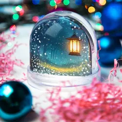 Игрушка Снежный шар Ночной лес с фонарём - фото 2