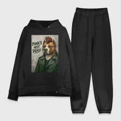 Женский костюм хлопок Oversize Панк Питбуль - девиз