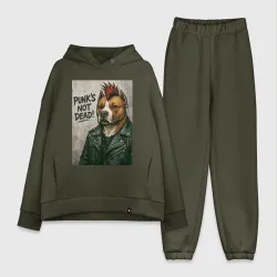 Женский костюм хлопок Oversize Панк Питбуль - девиз