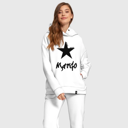 Женский костюм хлопок Oversize с принтом Звезда Марго, фото на моделе #1