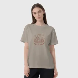 Женская футболка хлопок Oversize Читающая капибара - фото 2