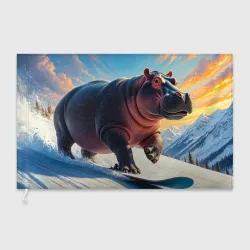 Флаг 3D Бегемот на сноуборде
