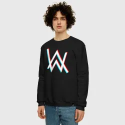 Мужской свитшот хлопок Alan Walker glitch neon - фото 2