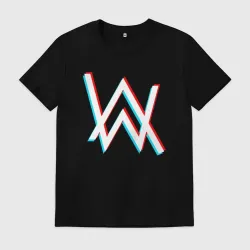 Мужская футболка хлопок Alan Walker glitch neon
