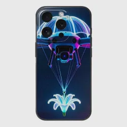 Чехол для iPhone 15 Pro силиконовый с защитой камеры Дрон с лилией