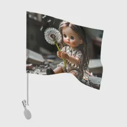 Флаг для автомобиля Кукла с одуванчиком