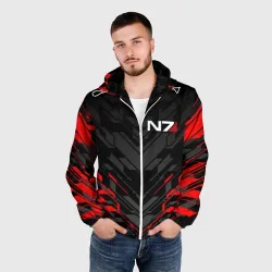 Мужская ветровка 3D Mass Effect N7 red geometry  - фото 2