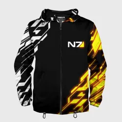 Мужская ветровка 3D Mass Effect N7 orange geometry